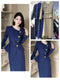 Asymmetrical Button Down Blazer With Belt and Skirts Sets